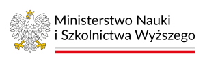 Logo Ministerstwa Nauki i Szkolnictwa Wyższego z orłem w koronie i nazwą ministerstwa po prawej stronie.