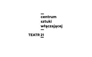 Logotyp Centrum Sztuki Włączającej i Teatru 21: czarne nazwy instytucji na białym tle oddzielone od siebie poziomymi kreskami.