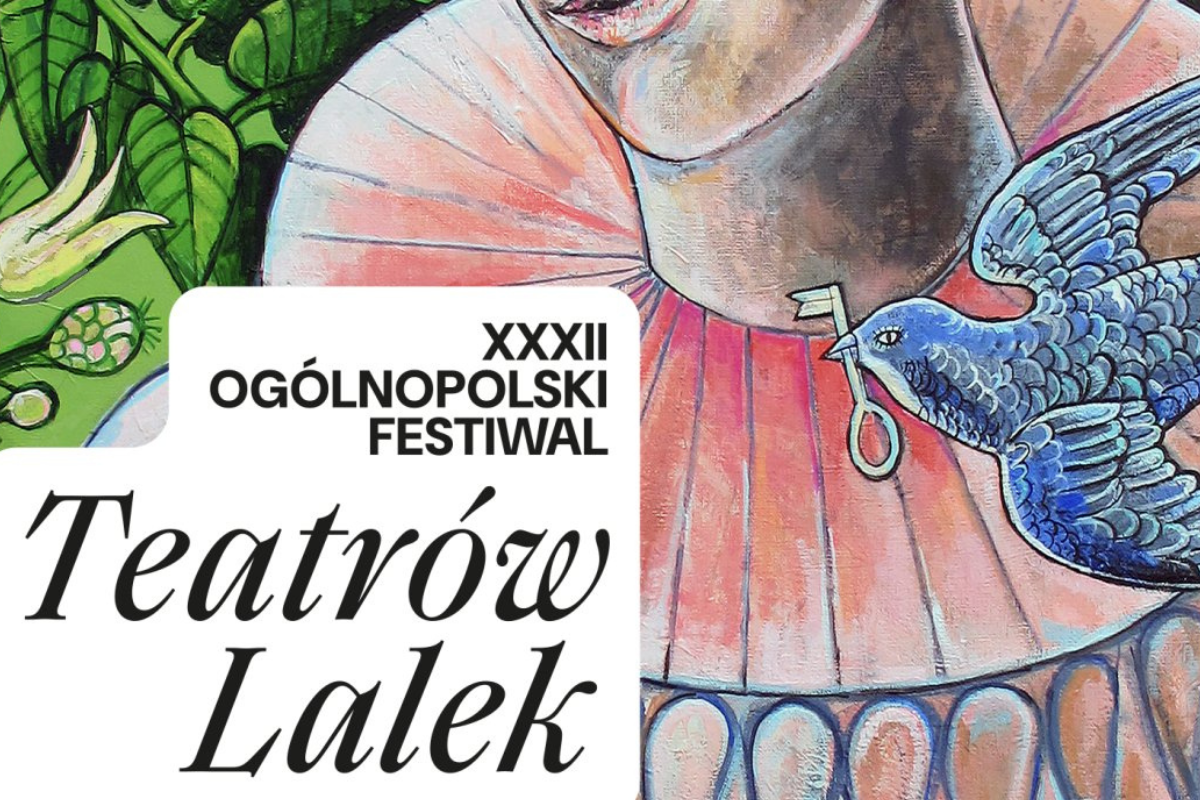 Fragment grafiki plakatu Festiwalu: niebieski ptak trzymający w dziobie klucz.