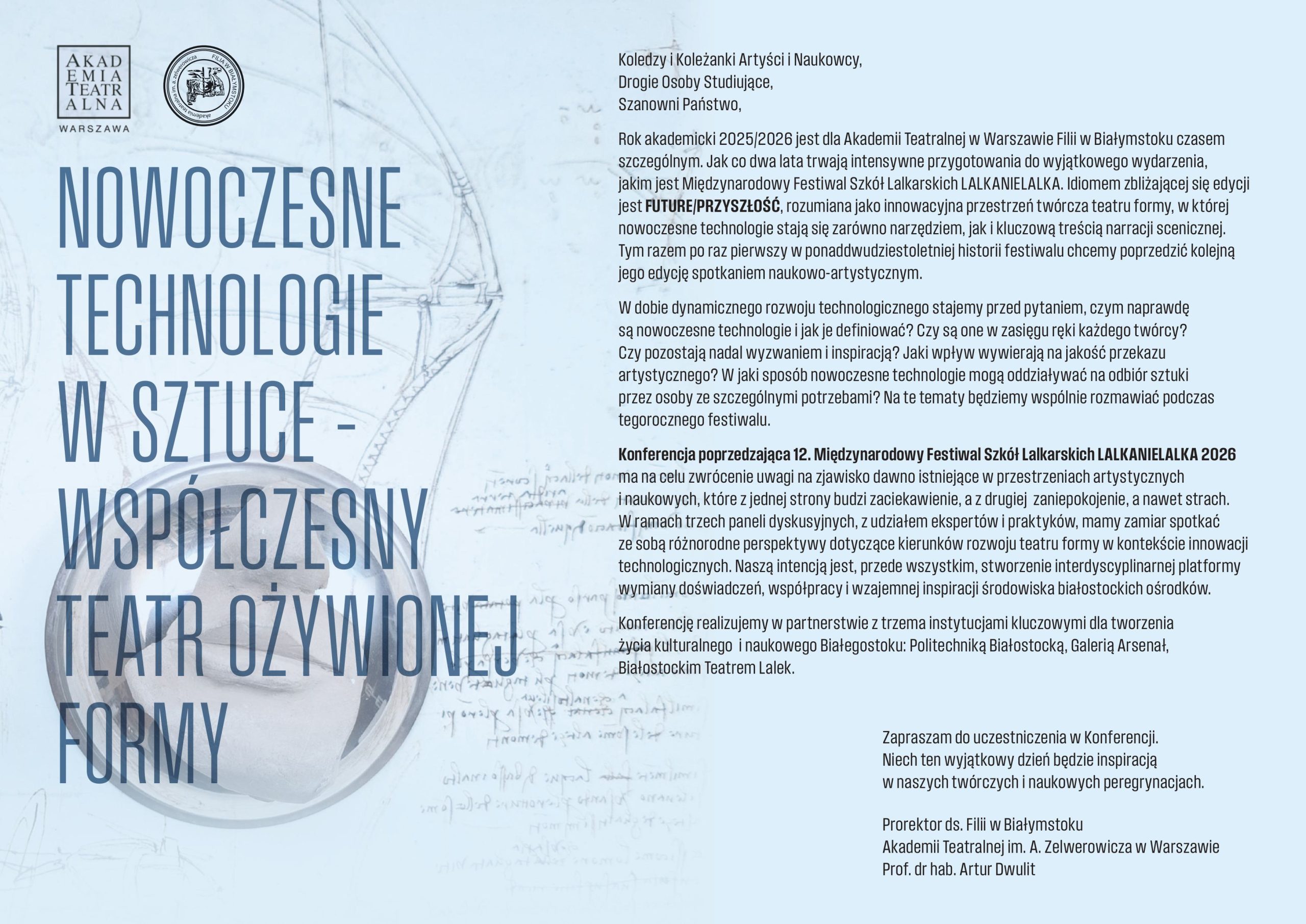 List Prorektora Artura Dwulita. 