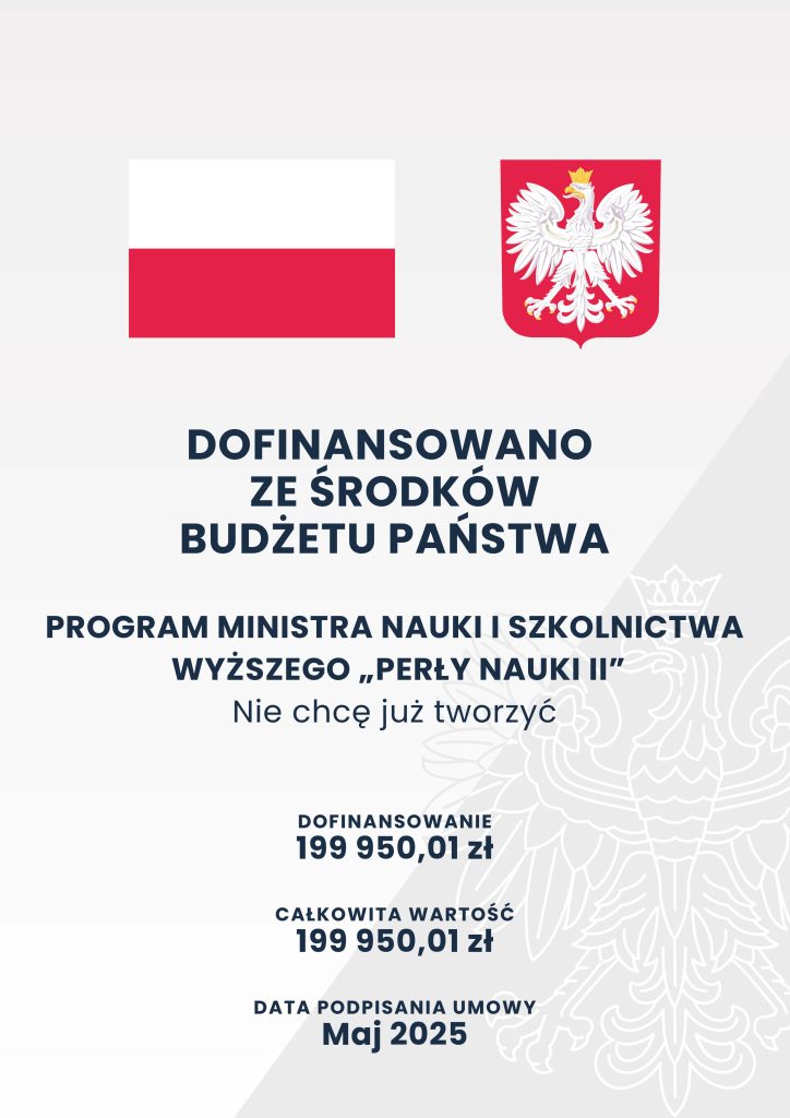 Plakat informacyjny zawierający informacje o dofinansowaniu oraz flagę i godło Polski.
